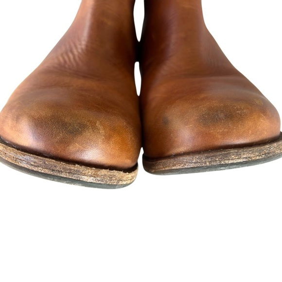 Frye Addie Double Zip Moto Ankle Boot Cognac Distressed Leather Size 9 NICE! - Picture 11 of 16